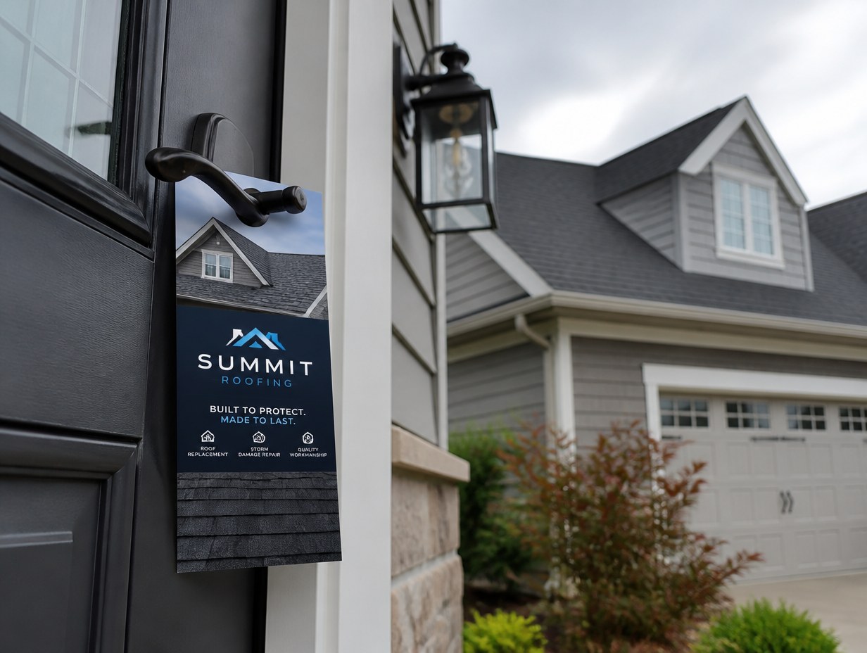 AI-generated roofing flyer mockup sample