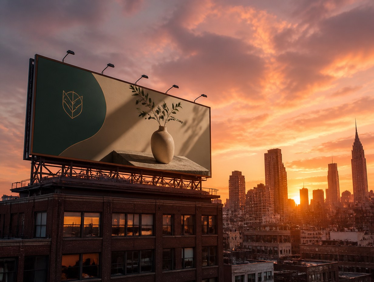 AI-generated rooftop billboard mockup sample