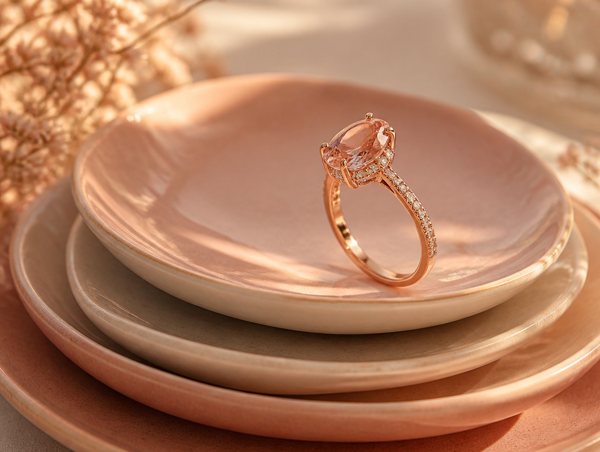 AI-generated rose gold ring mockup sample