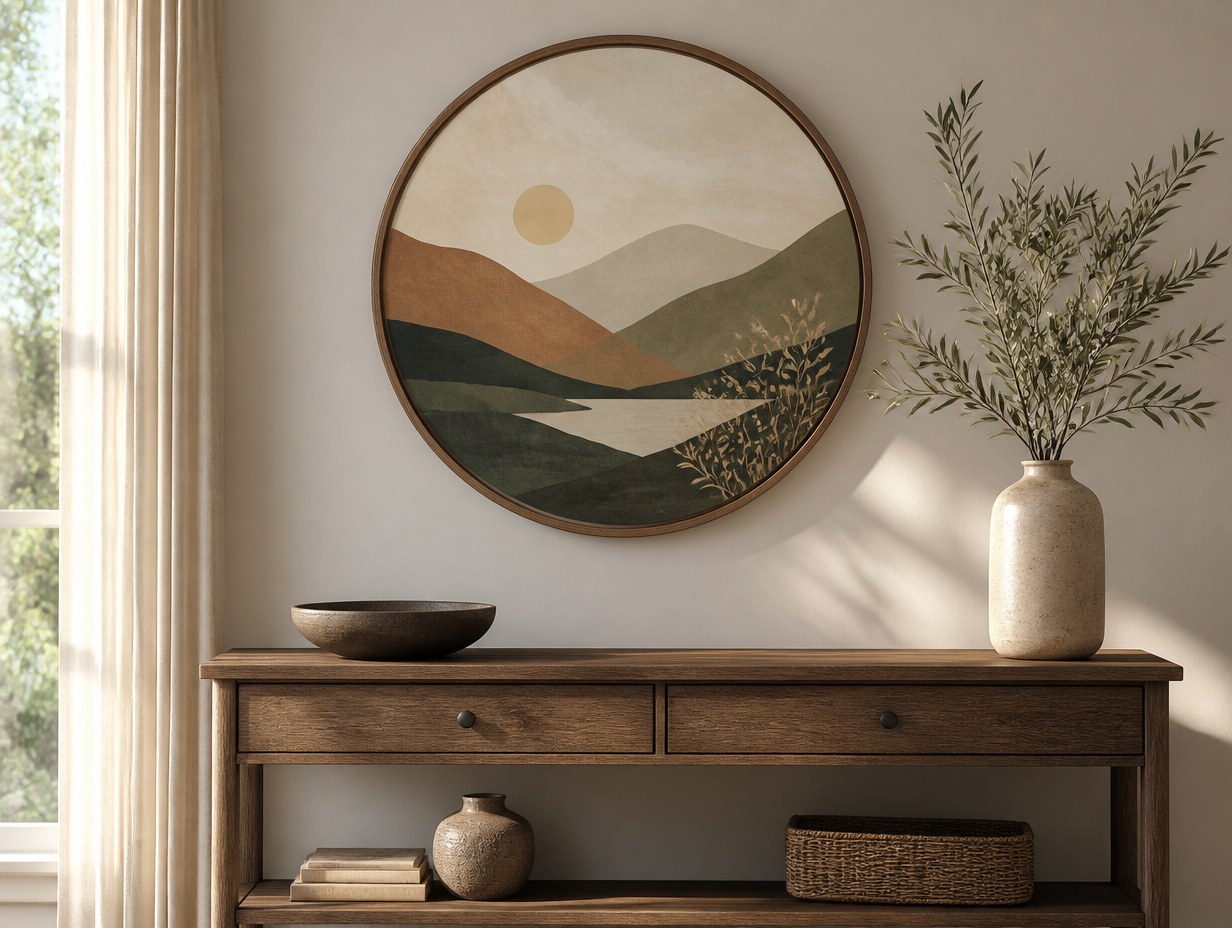AI-generated round wall art mockup sample