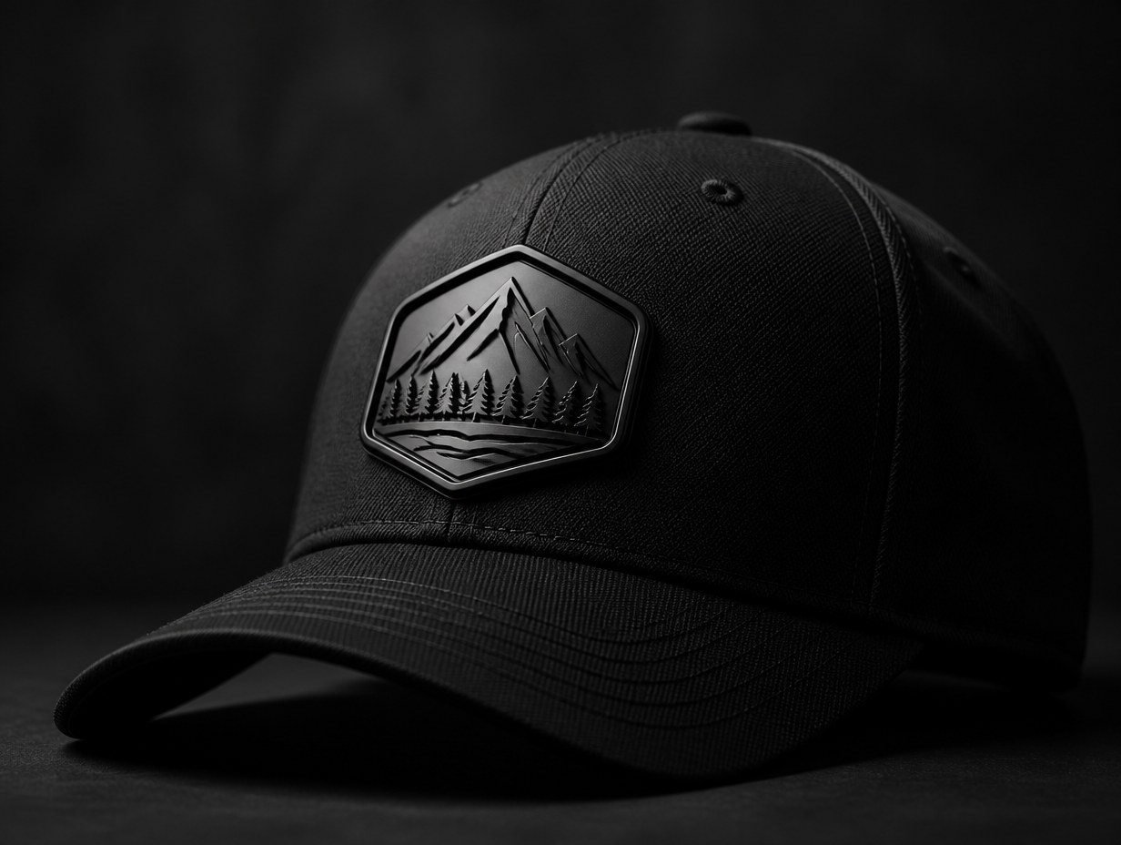 AI-generated rubber patch hat mockup sample