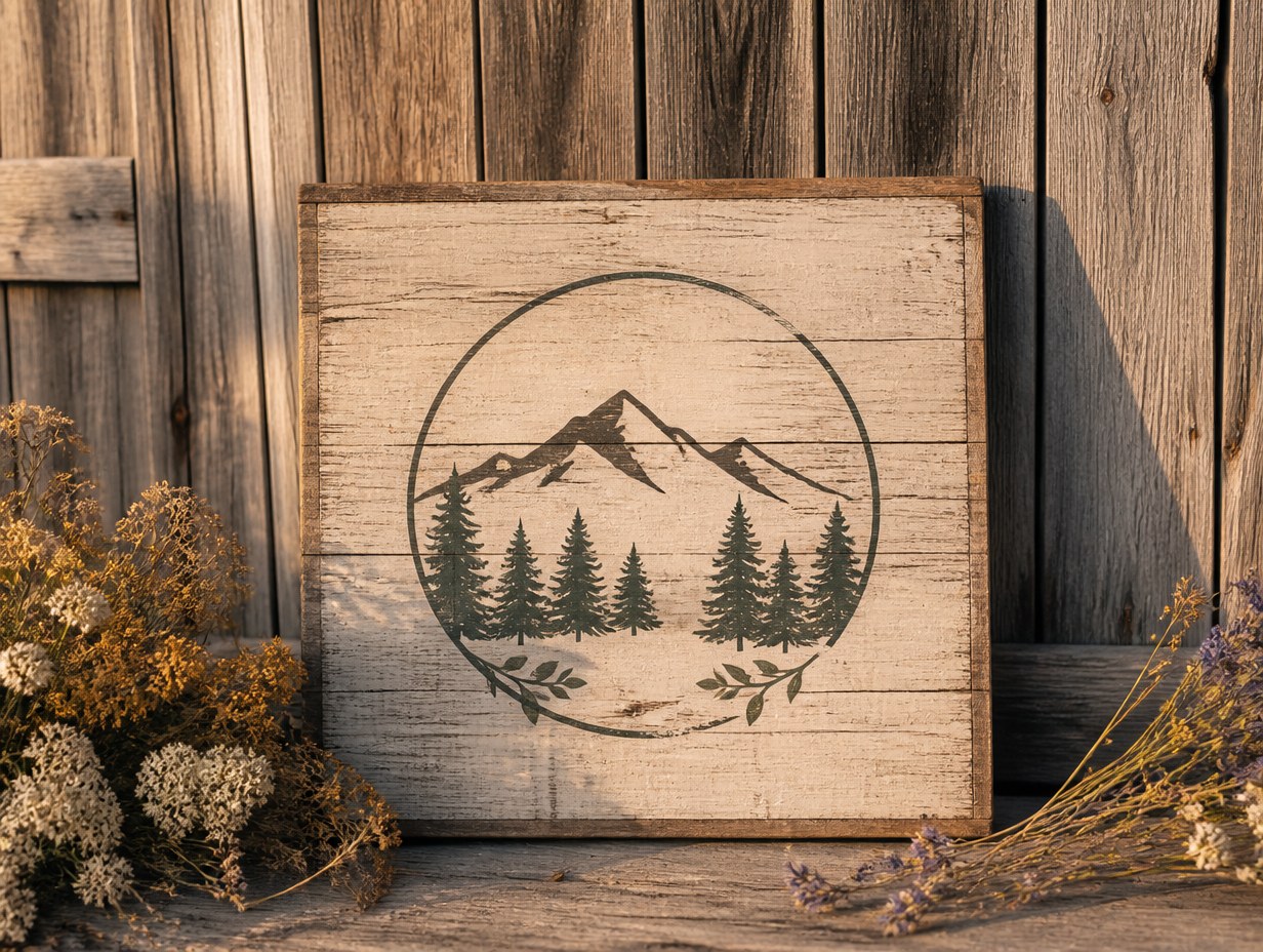 AI-generated rustic wood sign mockup sample