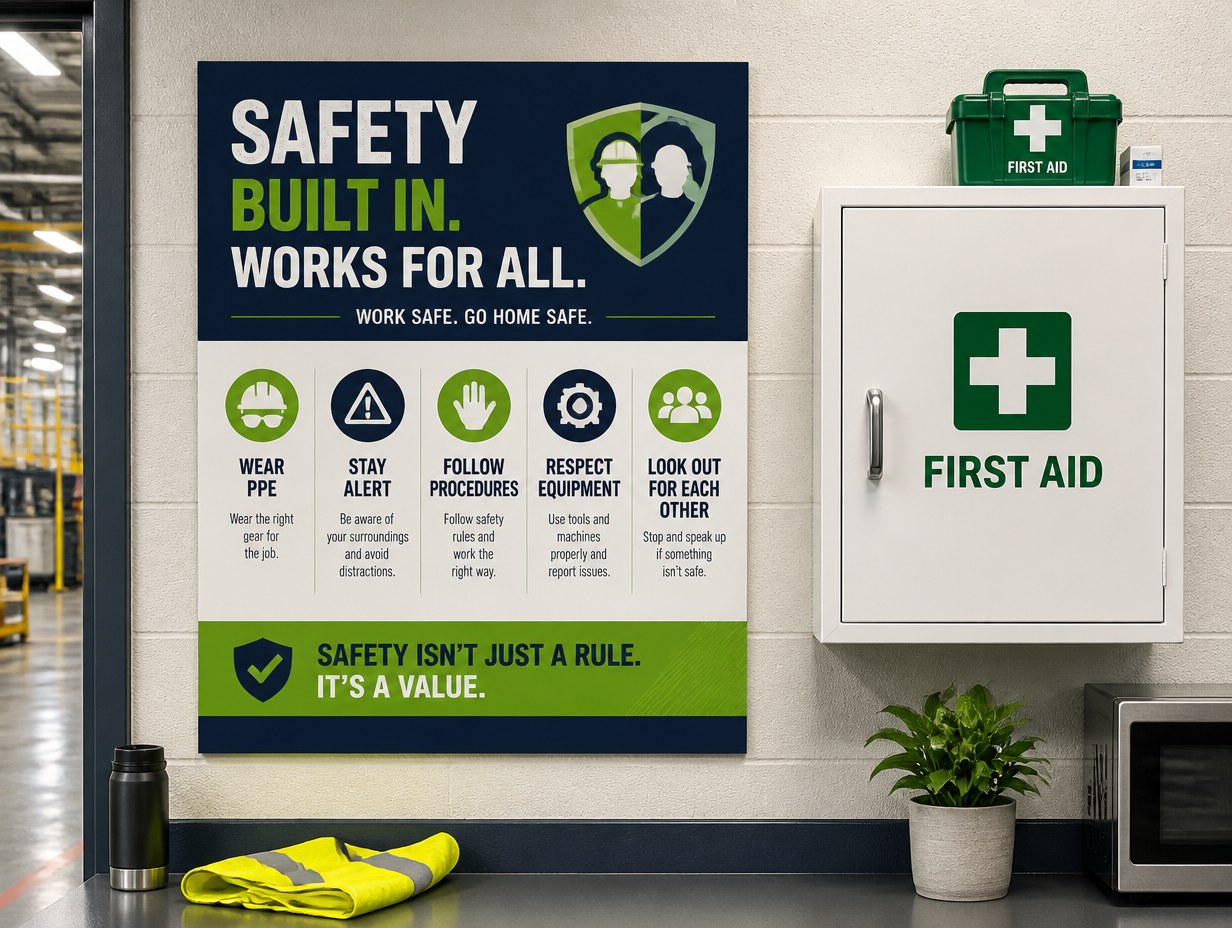 AI-generated safety poster mockup sample
