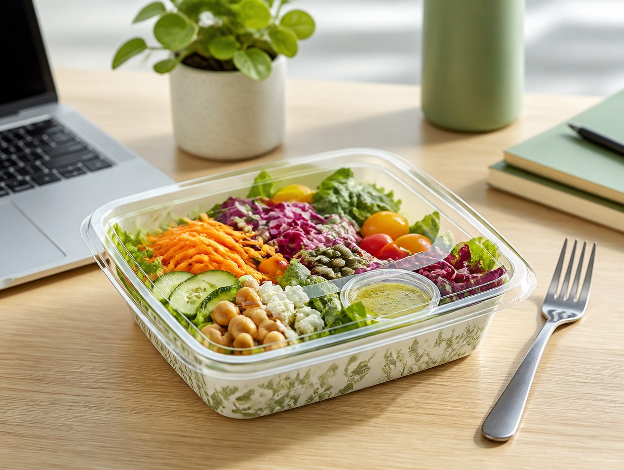 AI-generated salad container mockup sample