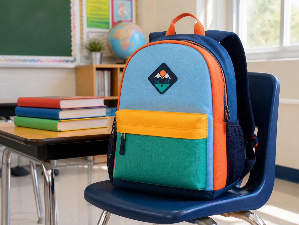 AI-generated school backpack mockup sample