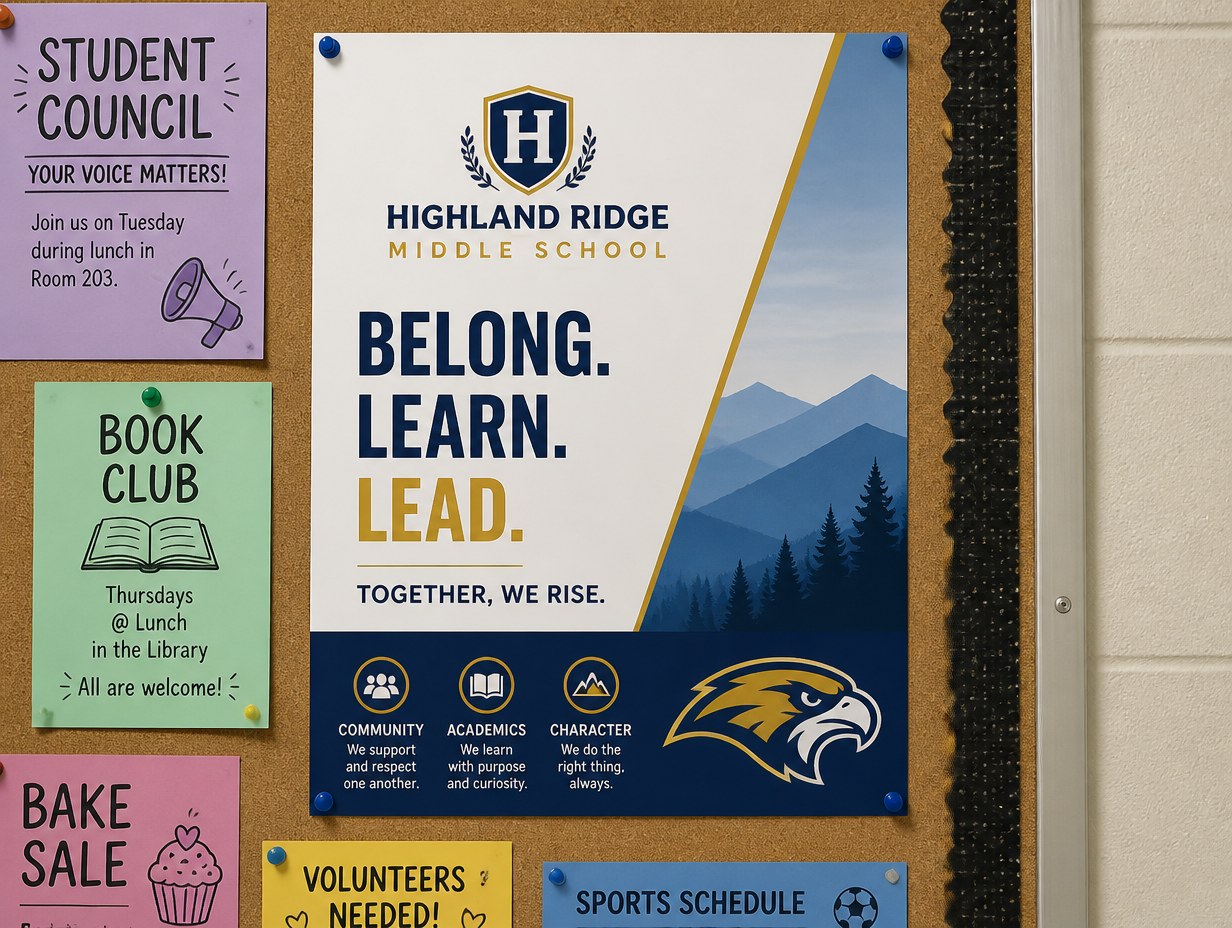AI-generated school flyer mockup sample