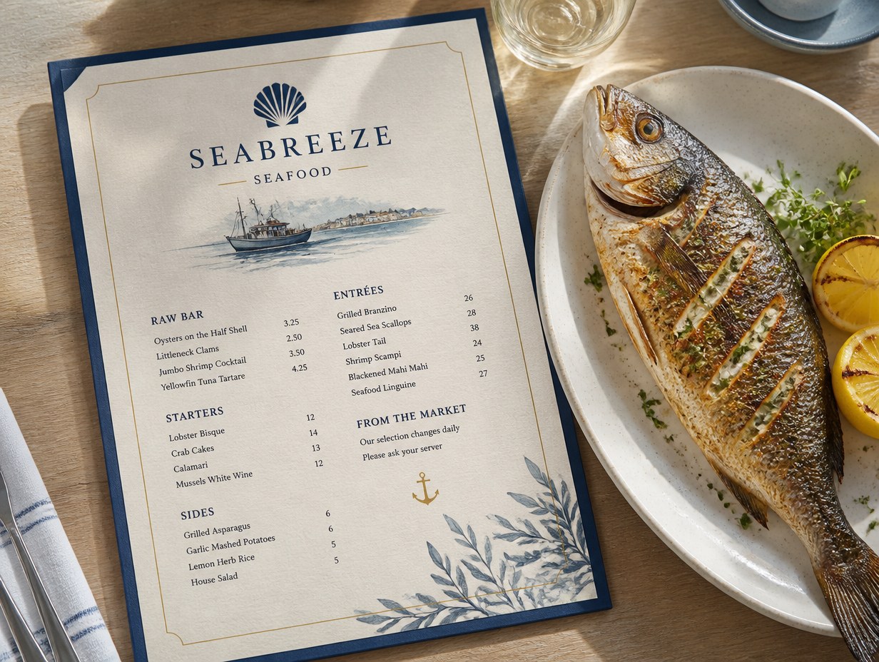 Seafood Menu mockup example