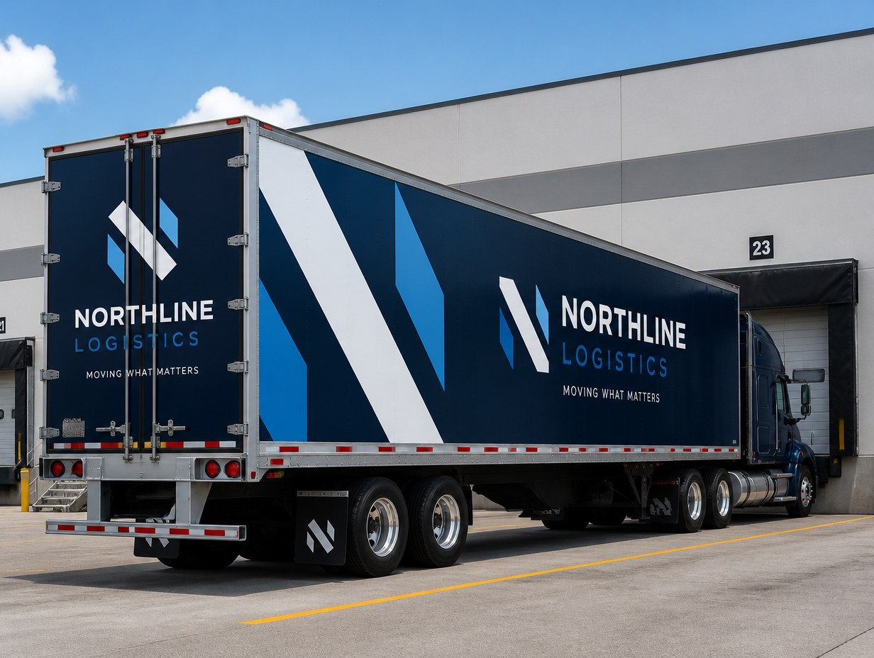 AI-generated semi trailer wrap mockup sample