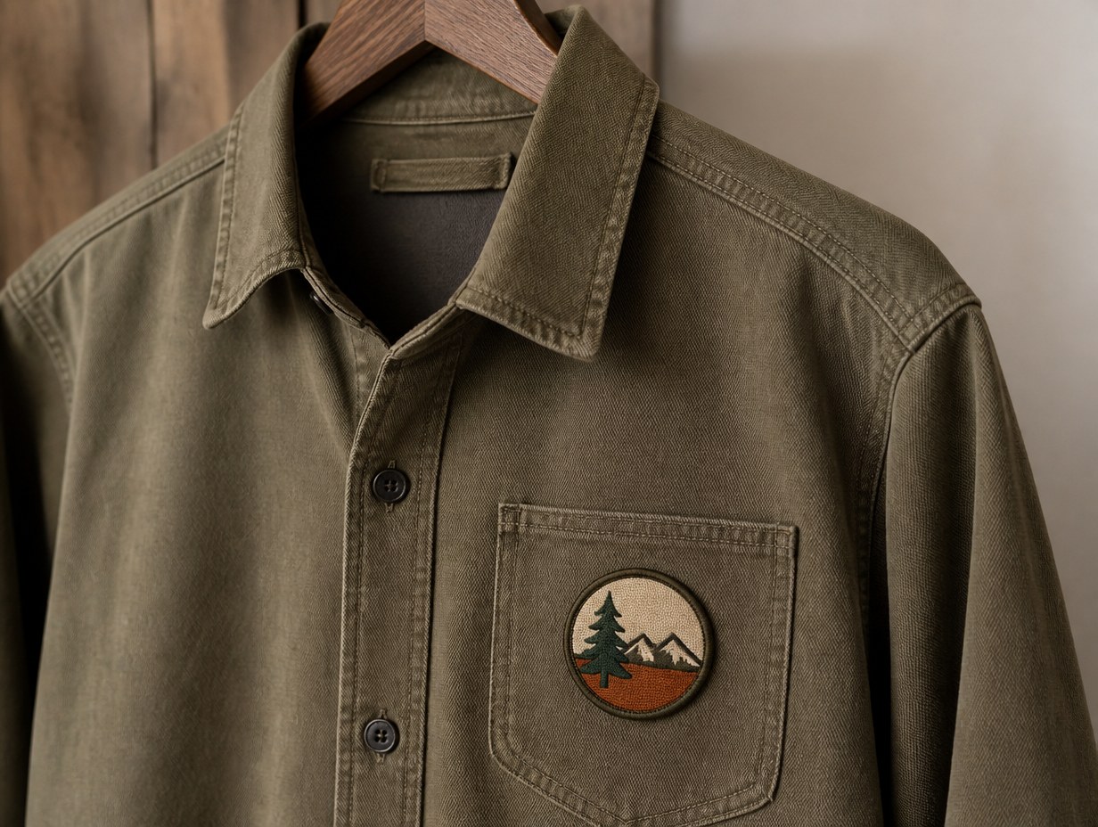 AI-generated sew-on patch mockup sample
