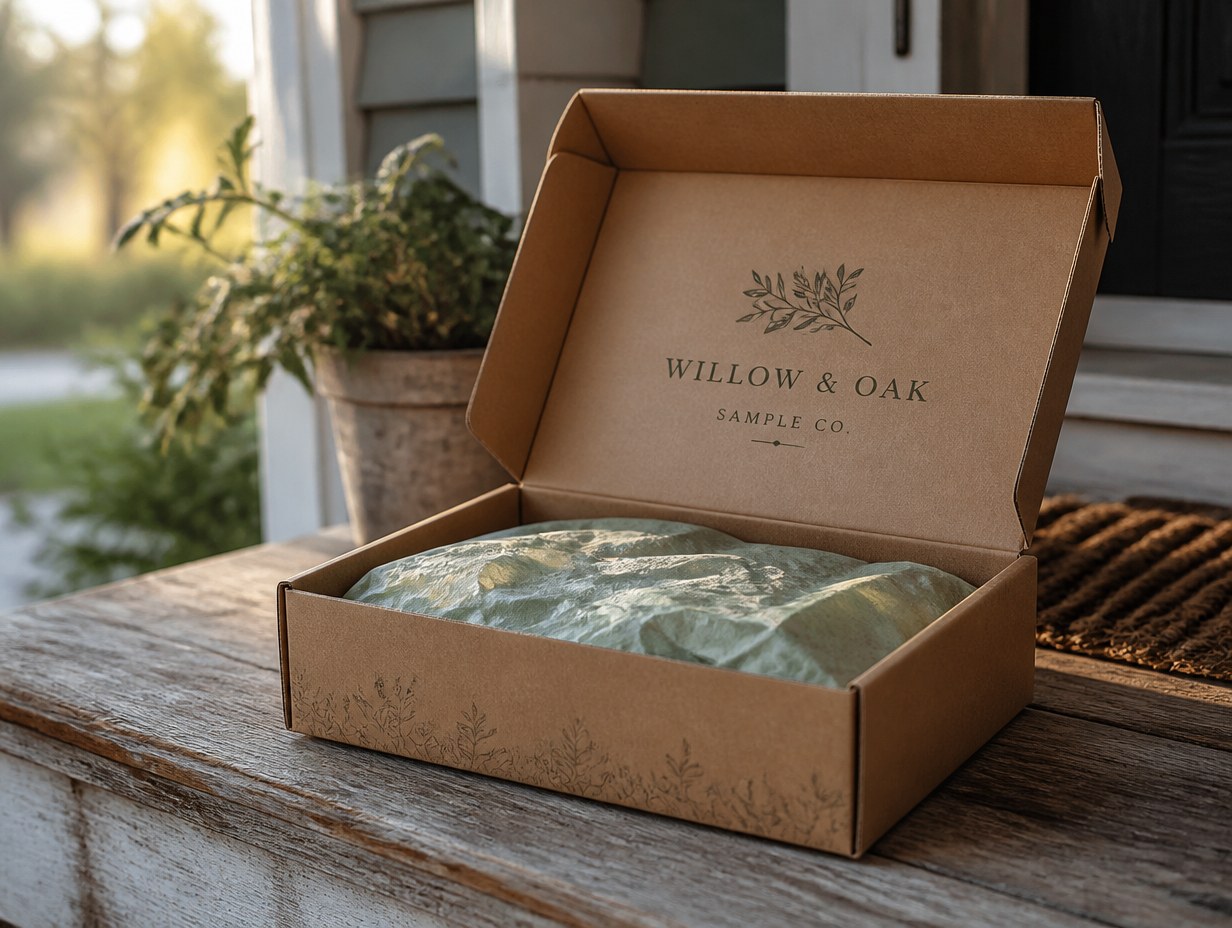 AI-generated shipping box mockup sample
