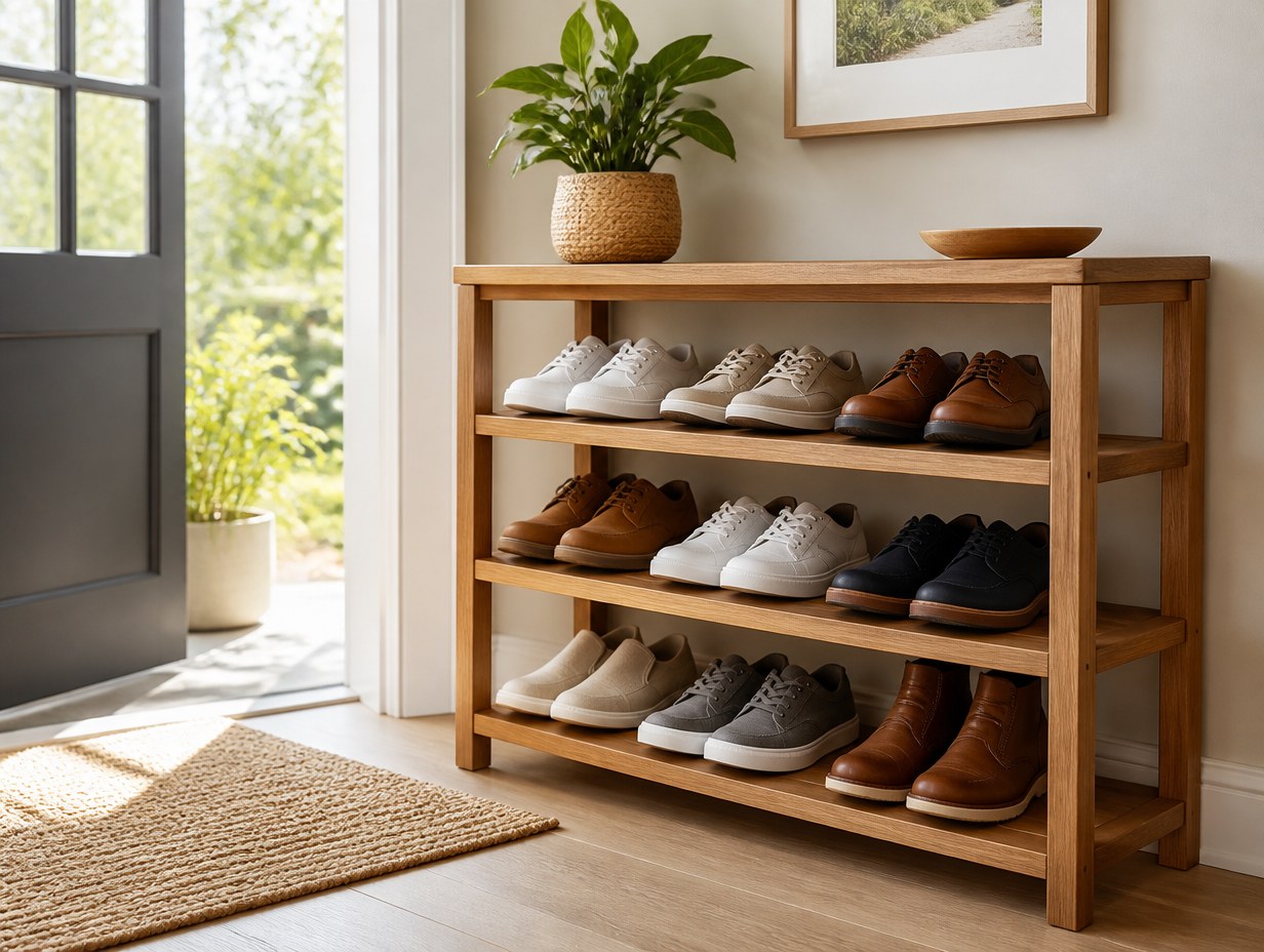 AI-generated shoe rack mockup sample