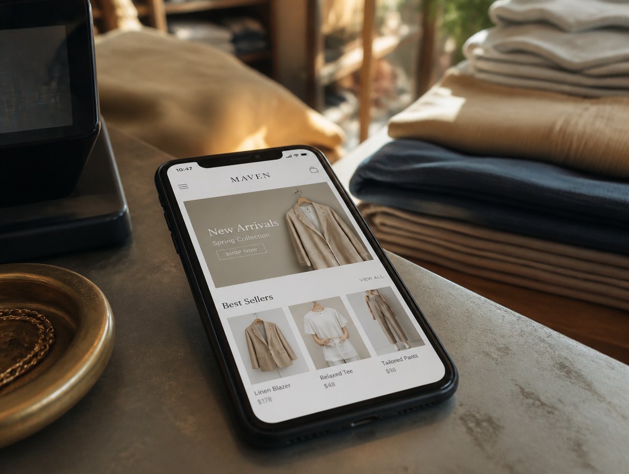 AI-generated shopping app mockup sample