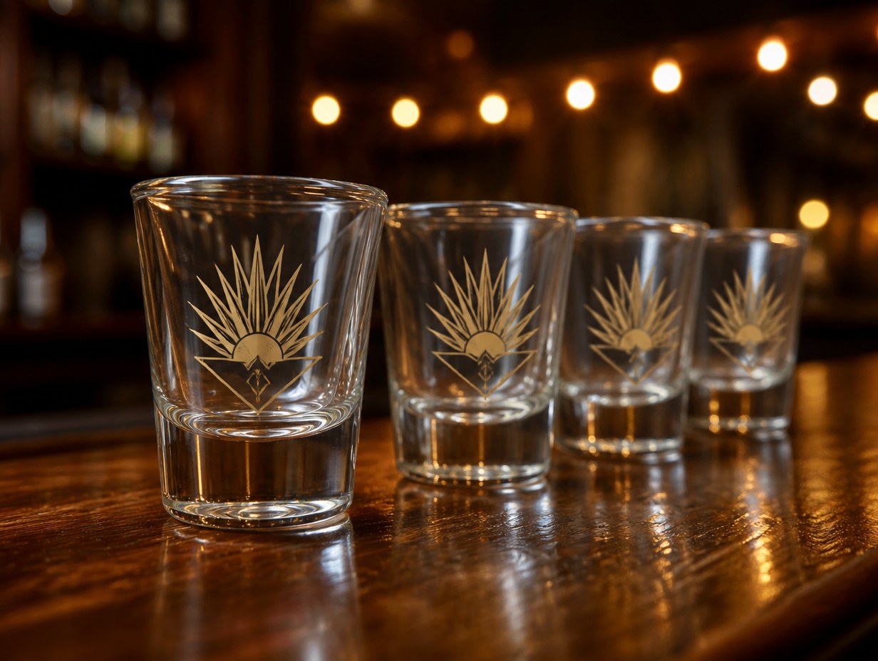 AI-generated shot glass mockup sample