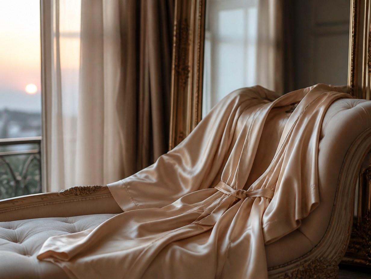 AI-generated silk robe mockup sample