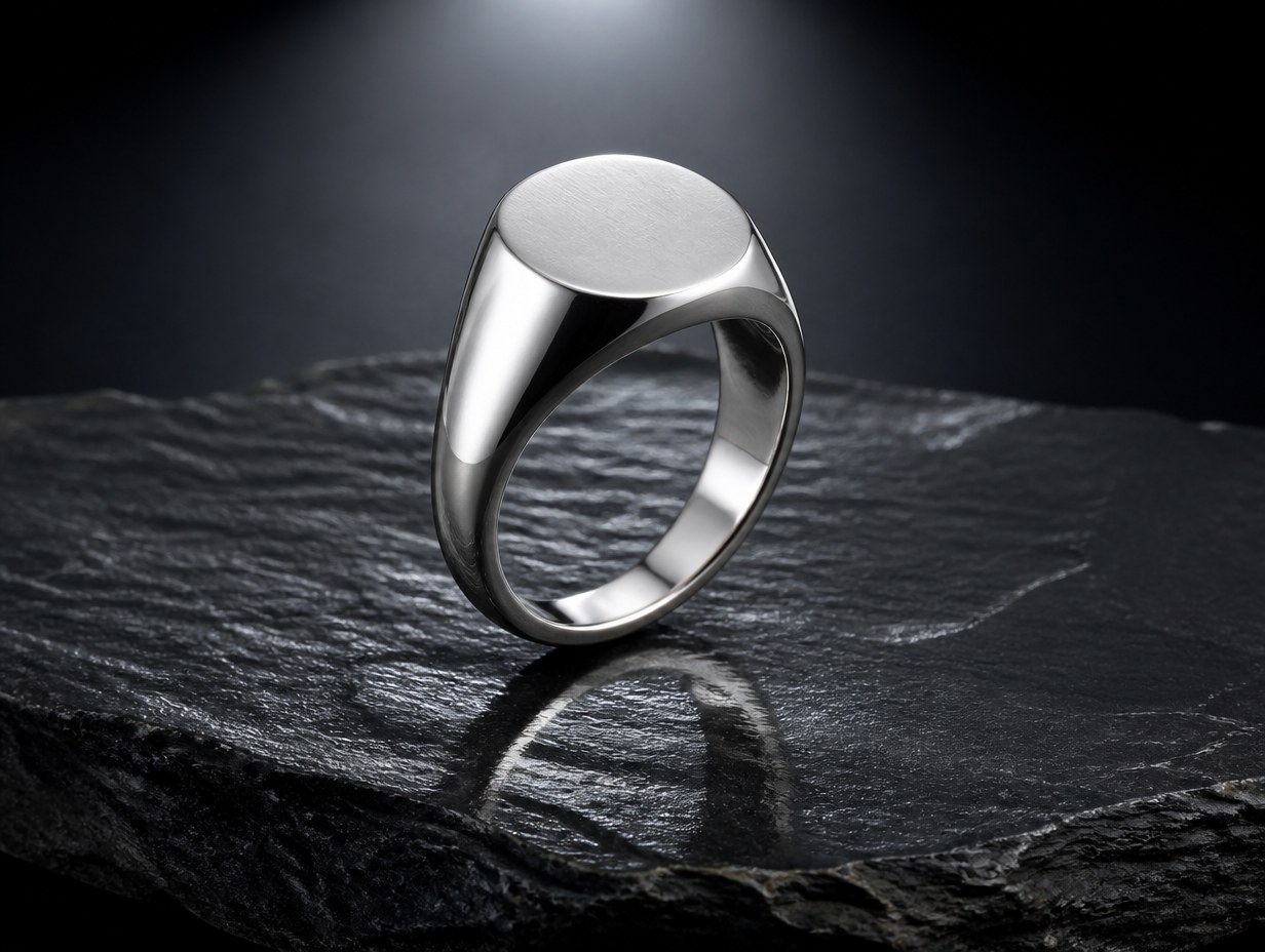 AI-generated silver ring mockup sample