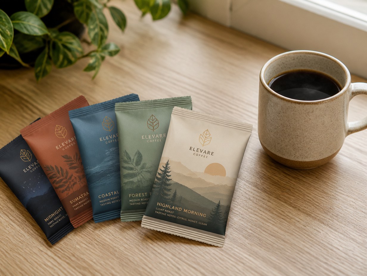 Single-Serve Coffee Bag mockup example