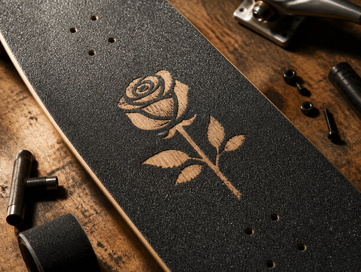 AI-generated skateboard griptape mockup sample