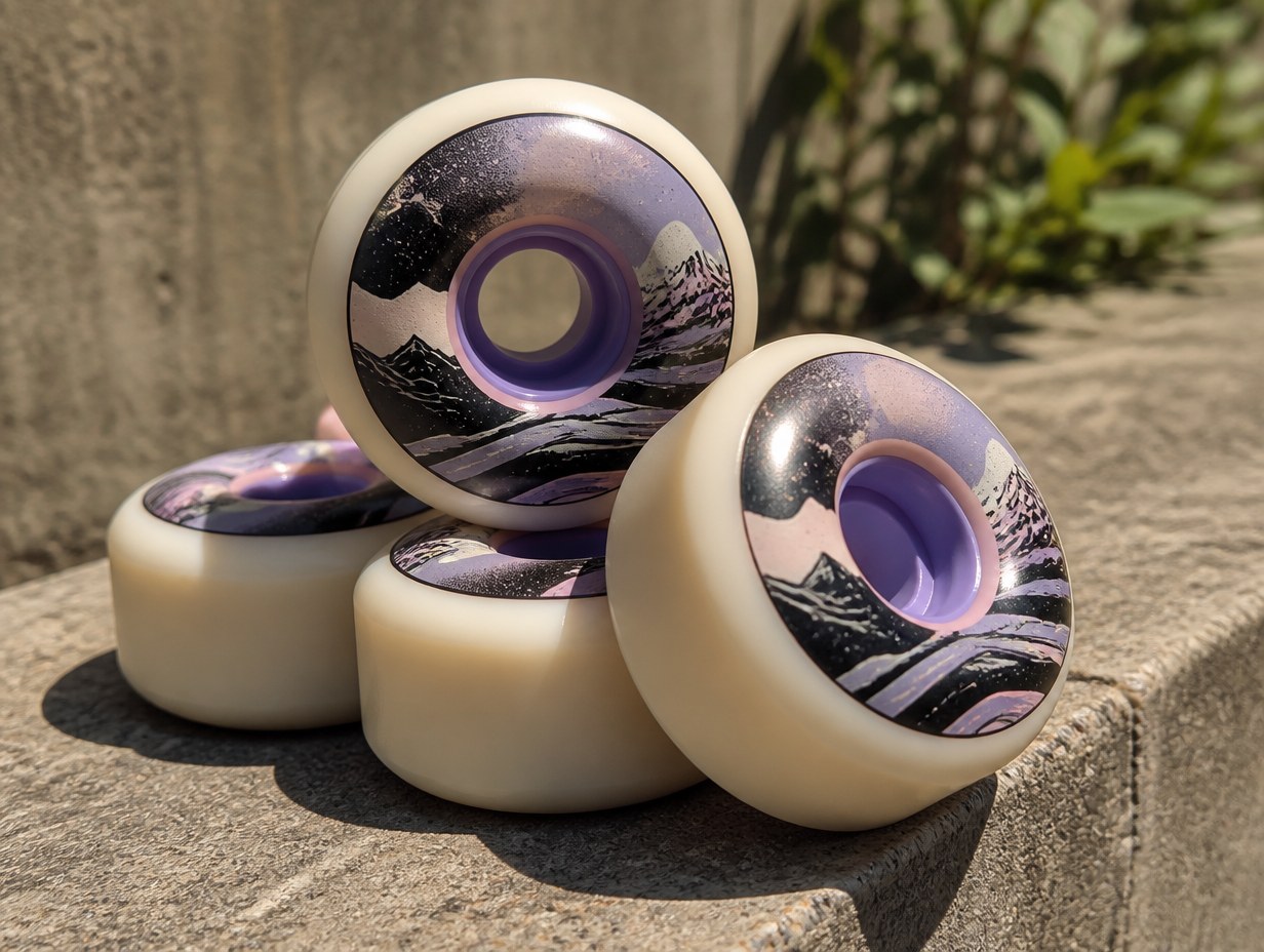 AI-generated skateboard wheels mockup sample