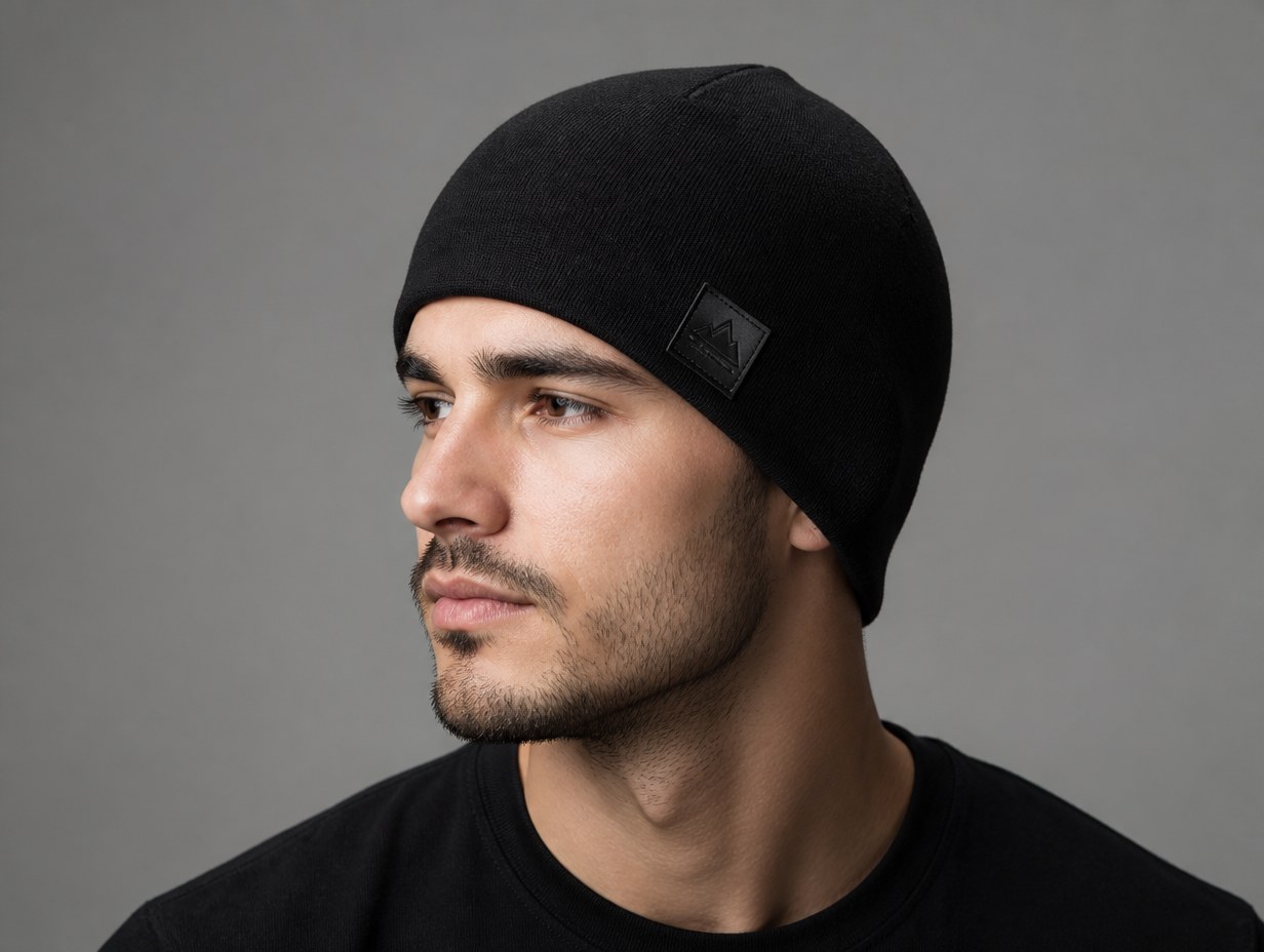 AI-generated skull cap beanie mockup sample