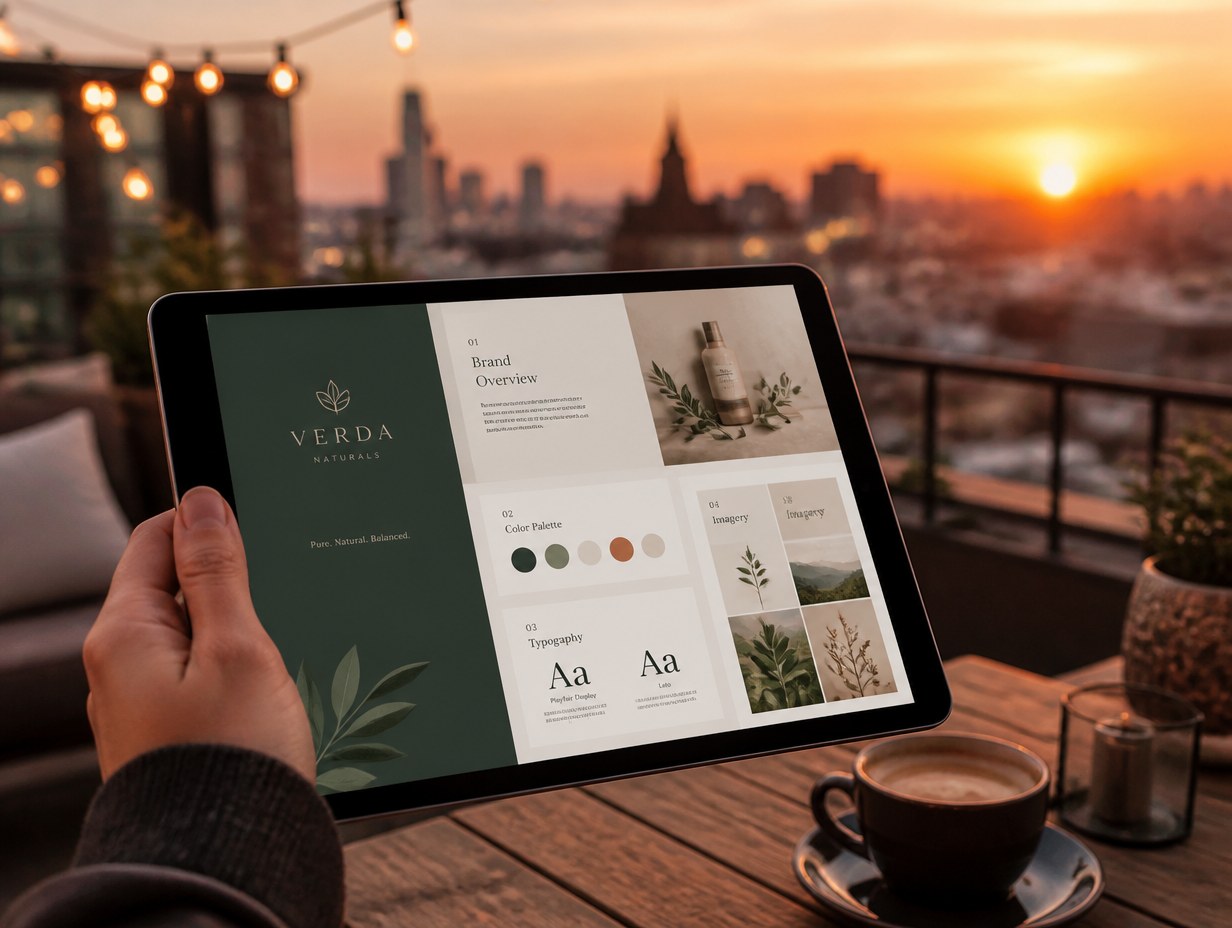 AI-generated slide deck on tablet mockup sample