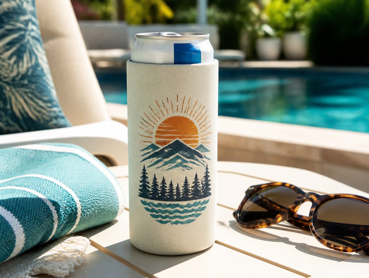 AI-generated slim can cooler mockup sample