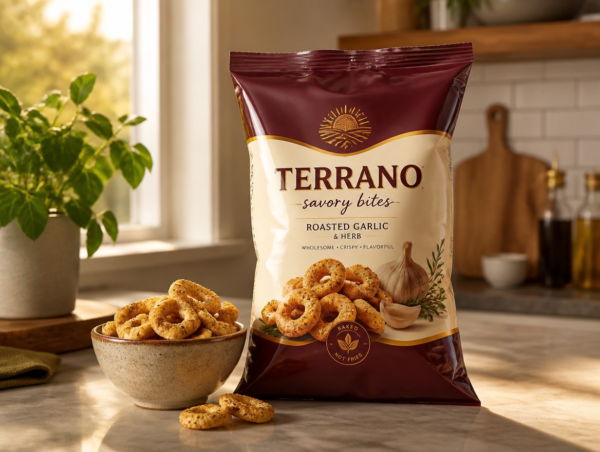 AI-generated snack bag mockup sample