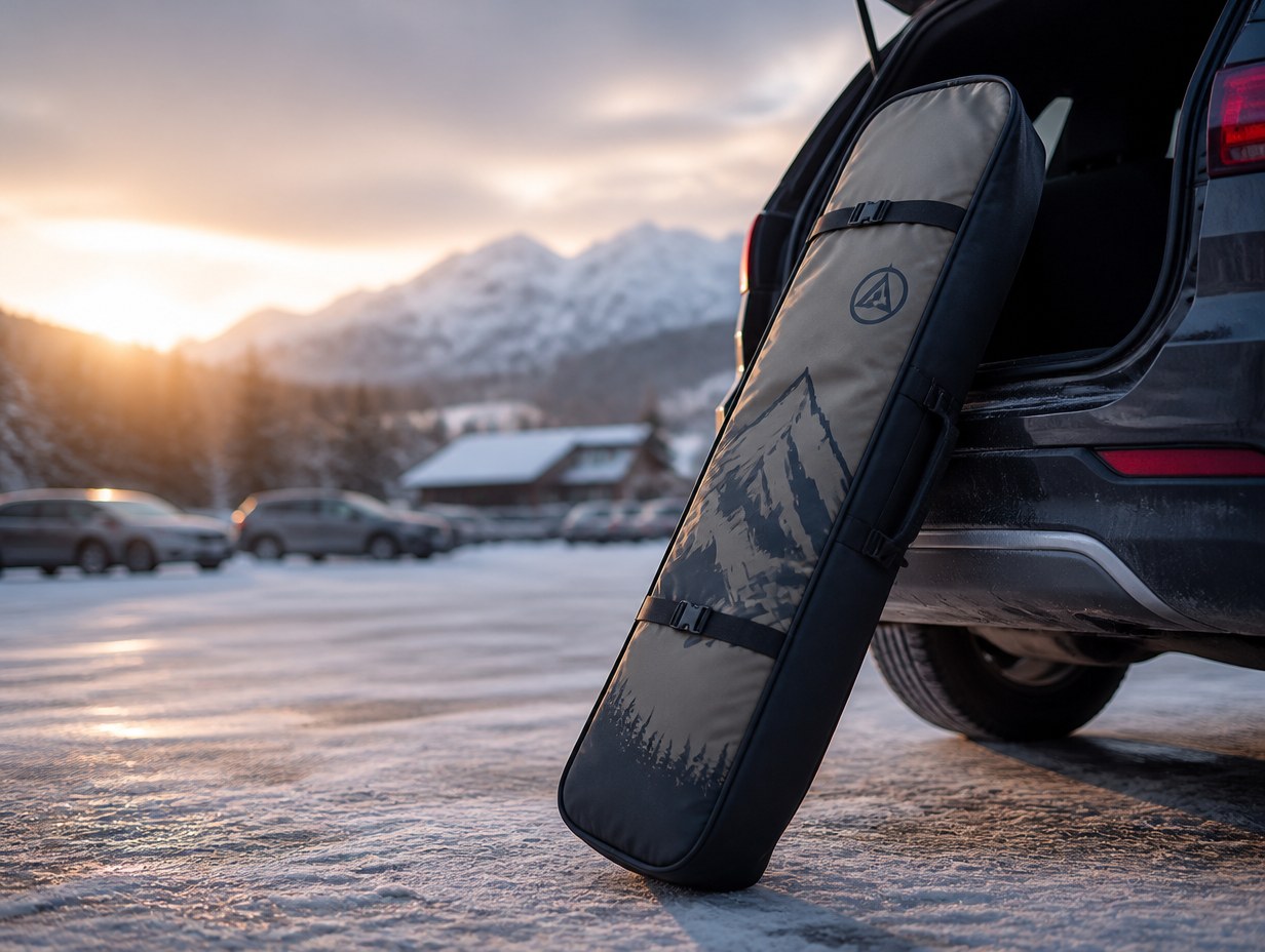 AI-generated snowboard bag mockup sample