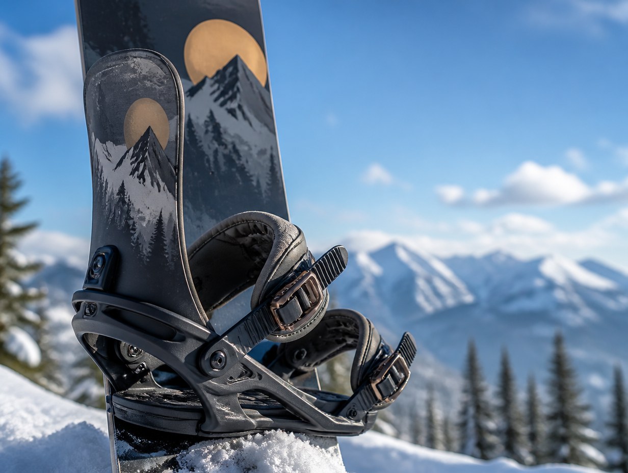 AI-generated snowboard bindings mockup sample