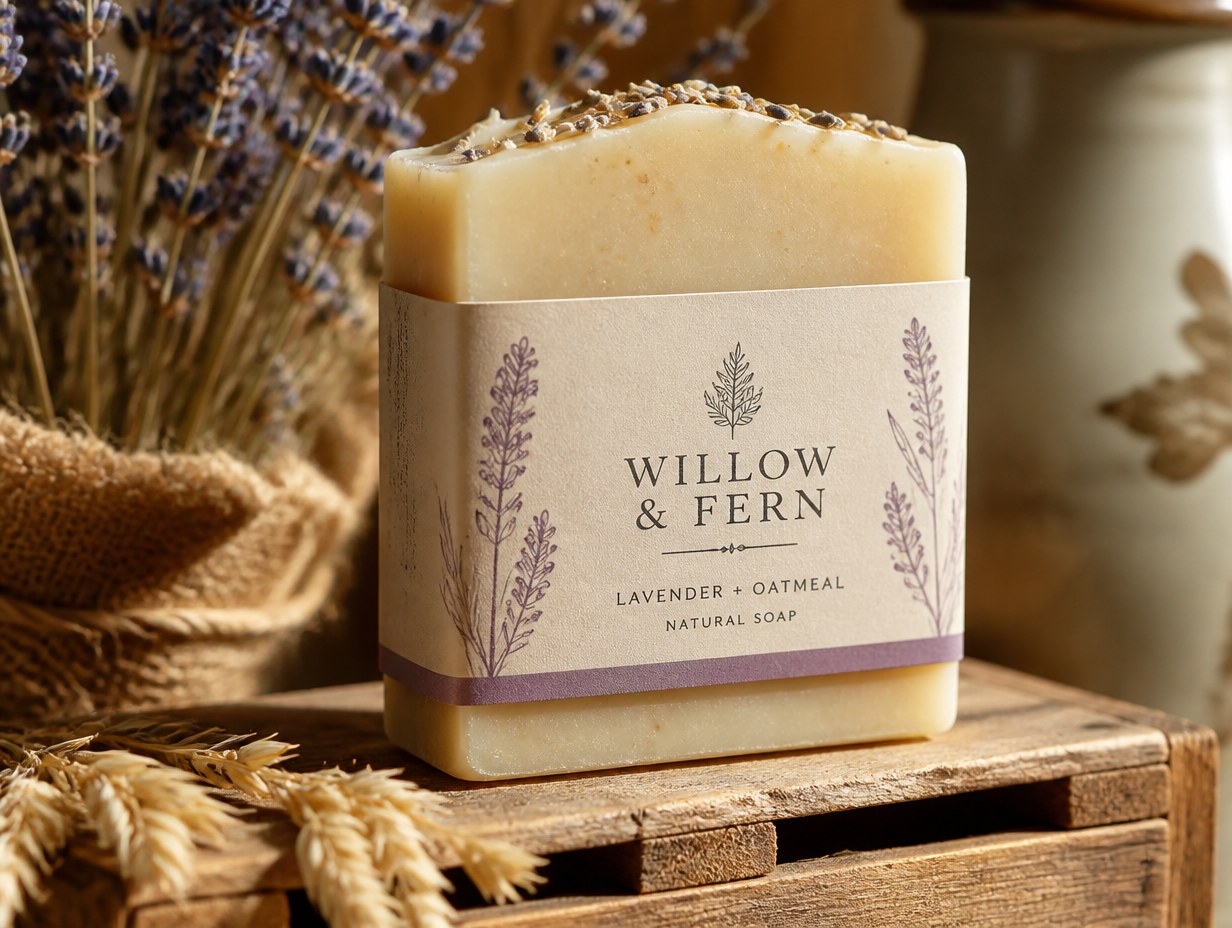 AI-generated soap label mockup sample