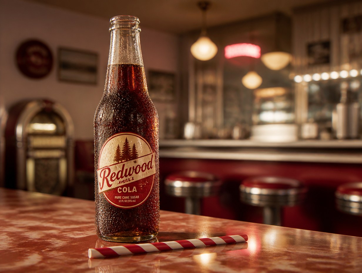 AI-generated soda bottle mockup sample