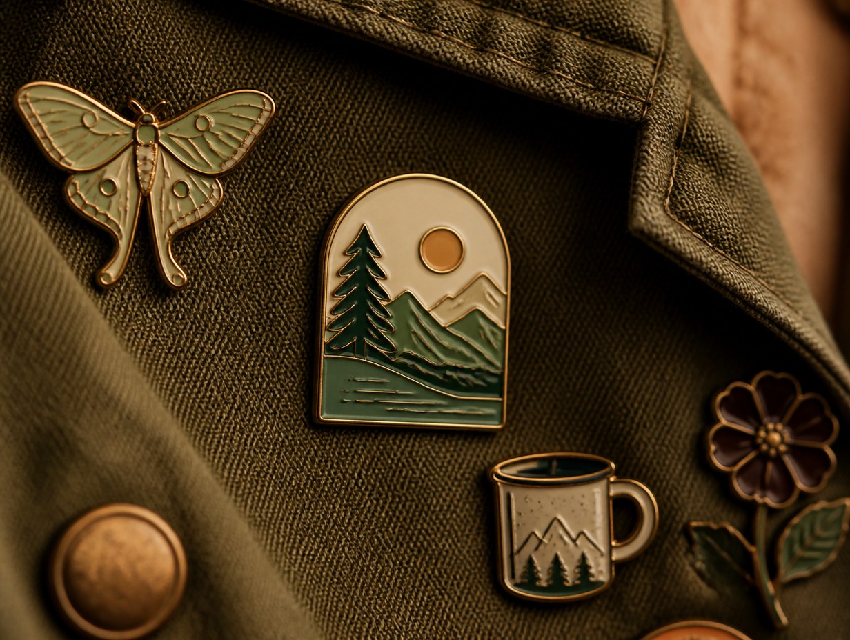 AI-generated soft enamel pin mockup sample