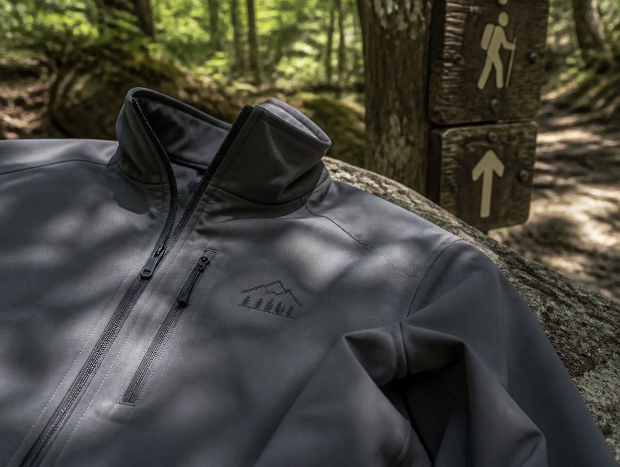 AI-generated softshell jacket mockup sample
