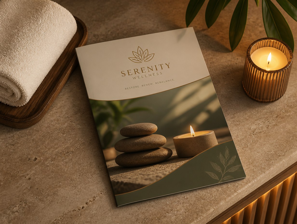 AI-generated spa brochure mockup sample