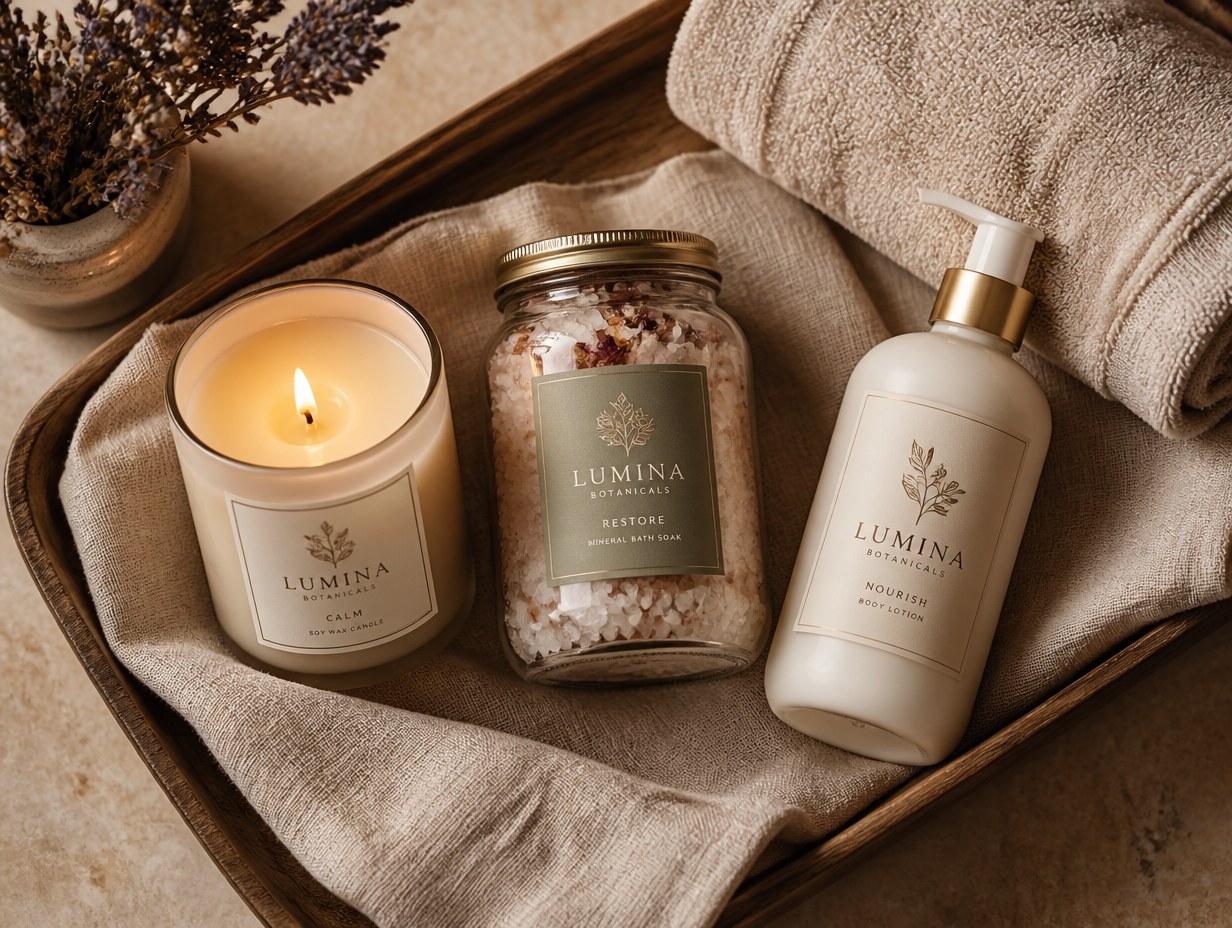 AI-generated spa gift set mockup sample