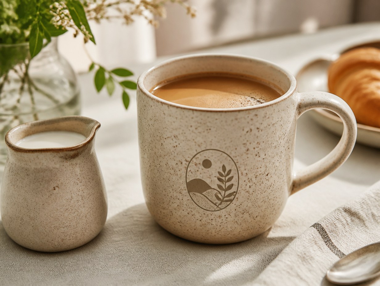AI-generated speckled mug mockup sample