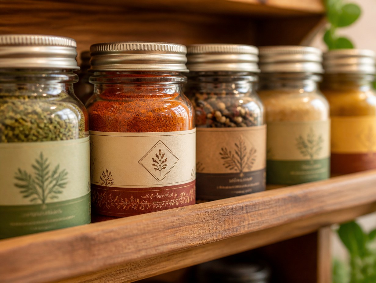 AI-generated spice jar label mockup sample
