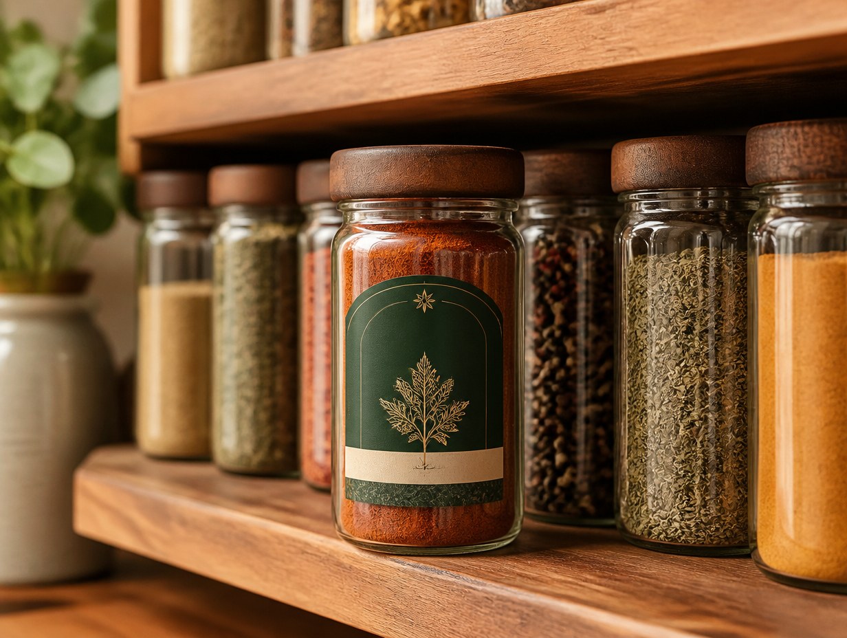 AI-generated spice jar mockup sample