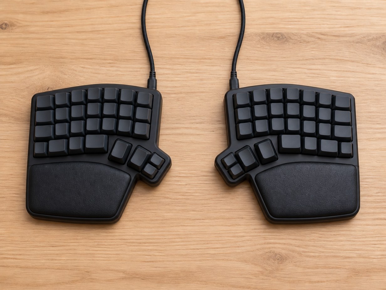 AI-generated split keyboard mockup sample