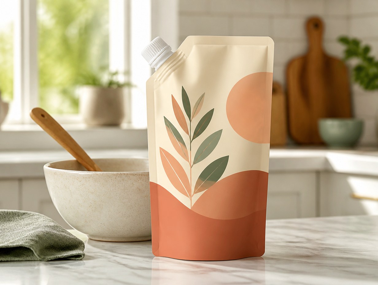 AI-generated spouted pouch mockup sample