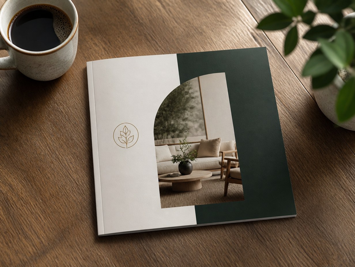 AI-generated square brochure mockup sample