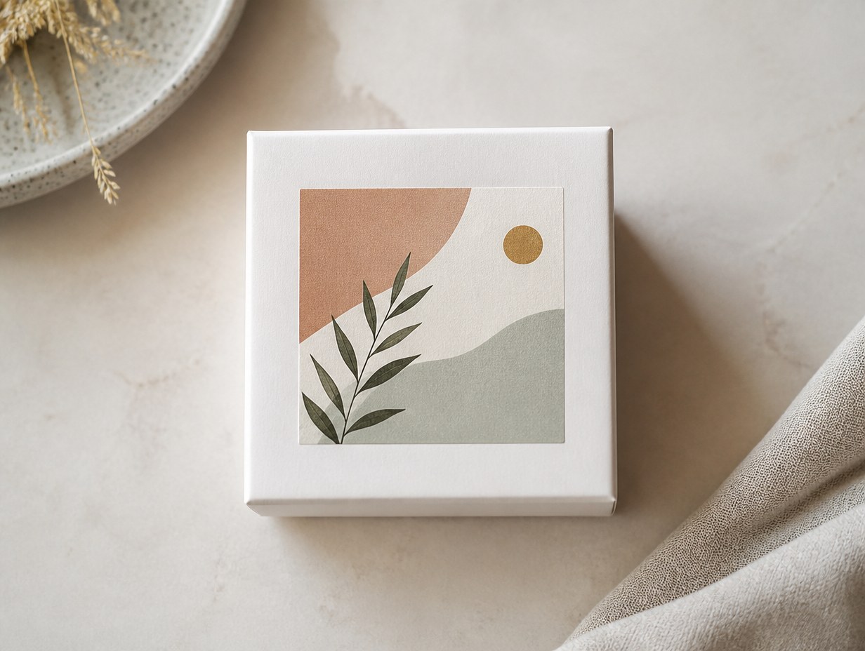 AI-generated square label mockup sample