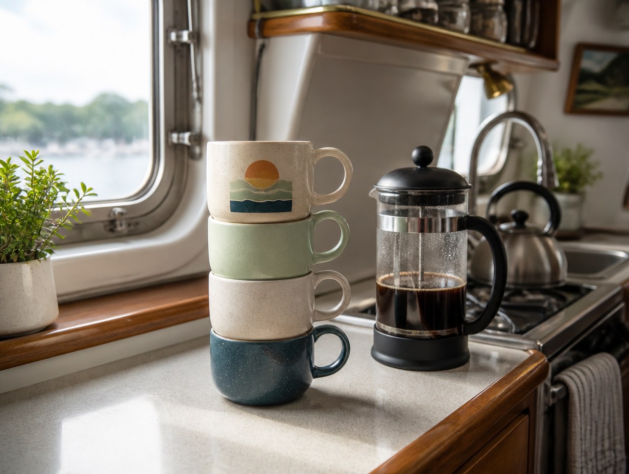 AI-generated stackable mug mockup sample