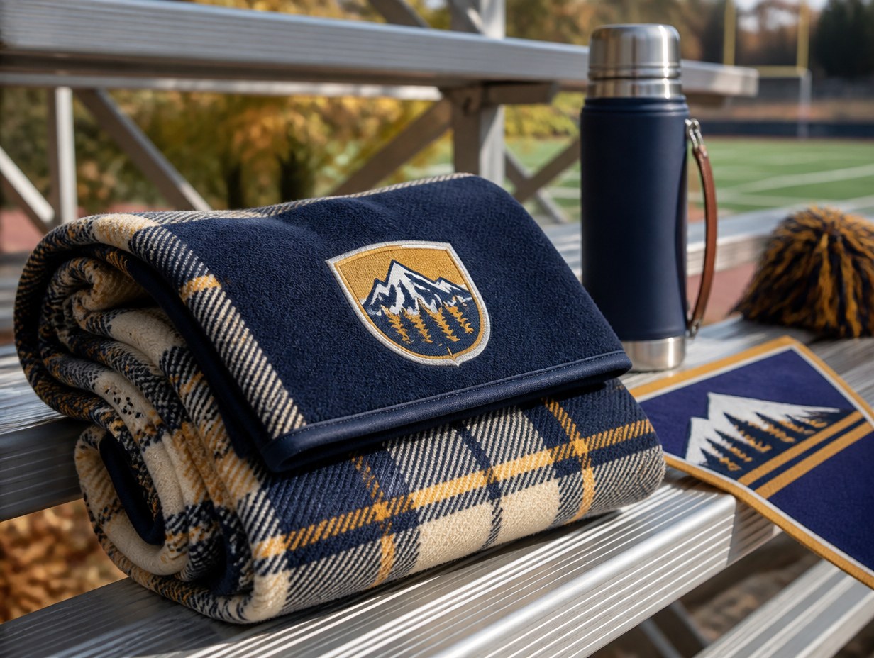 AI-generated stadium blanket mockup sample