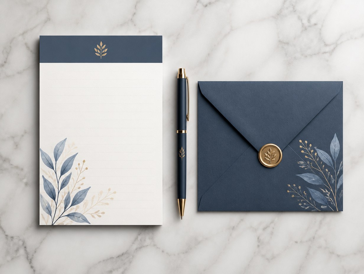 AI-generated stationery set mockup sample
