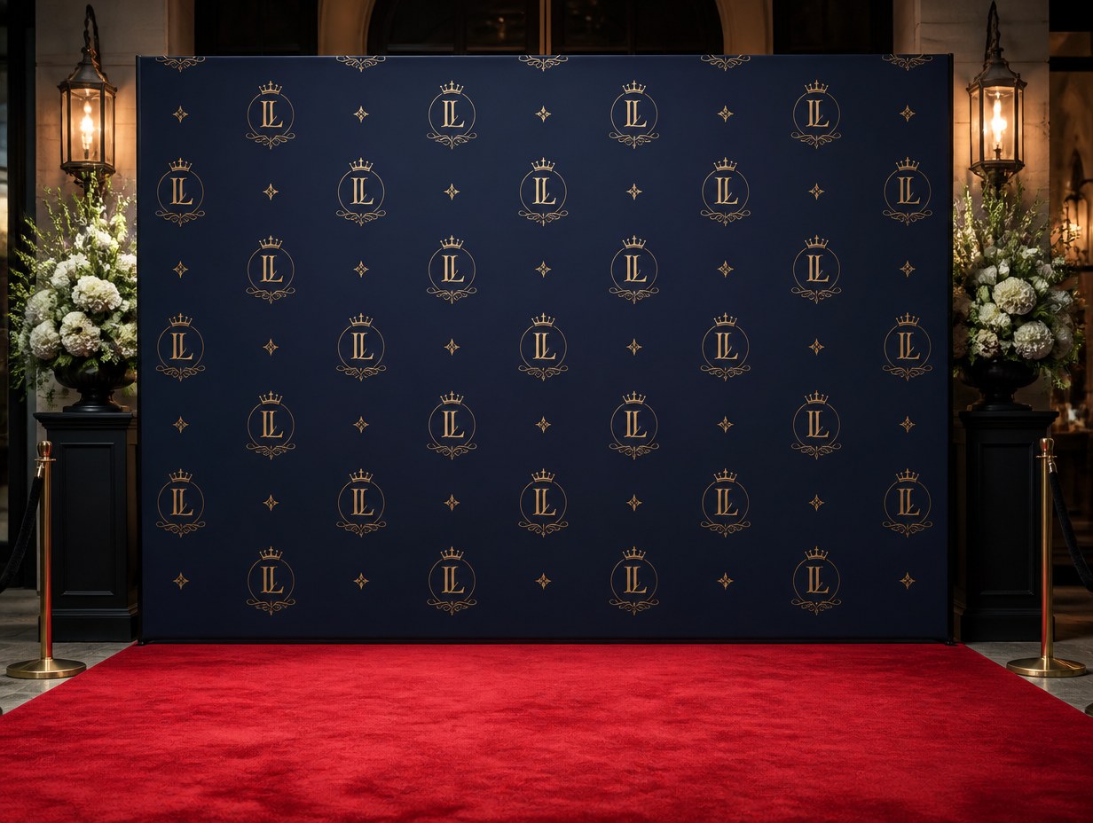 AI-generated step-and-repeat banner mockup sample