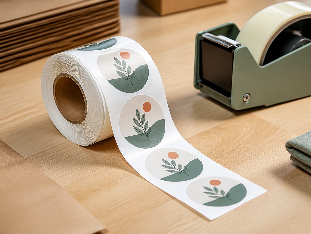 AI-generated sticker roll mockup sample
