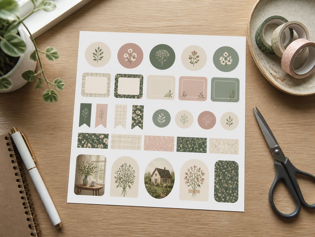 AI-generated sticker sheet mockup sample