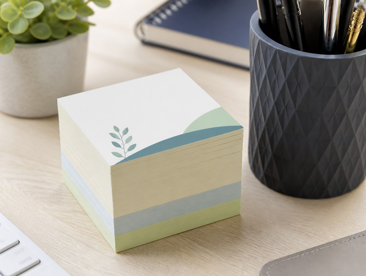 AI-generated sticky note cube mockup sample