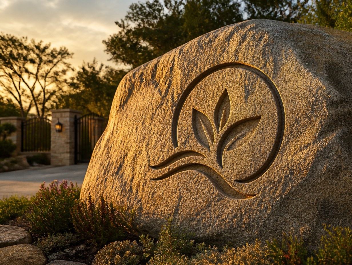 AI-generated stone engraved logo mockup sample