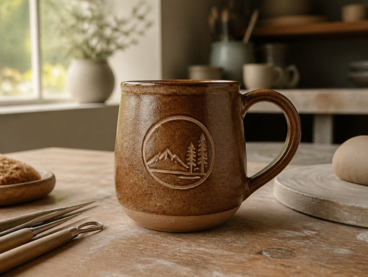 AI-generated stoneware mug mockup sample